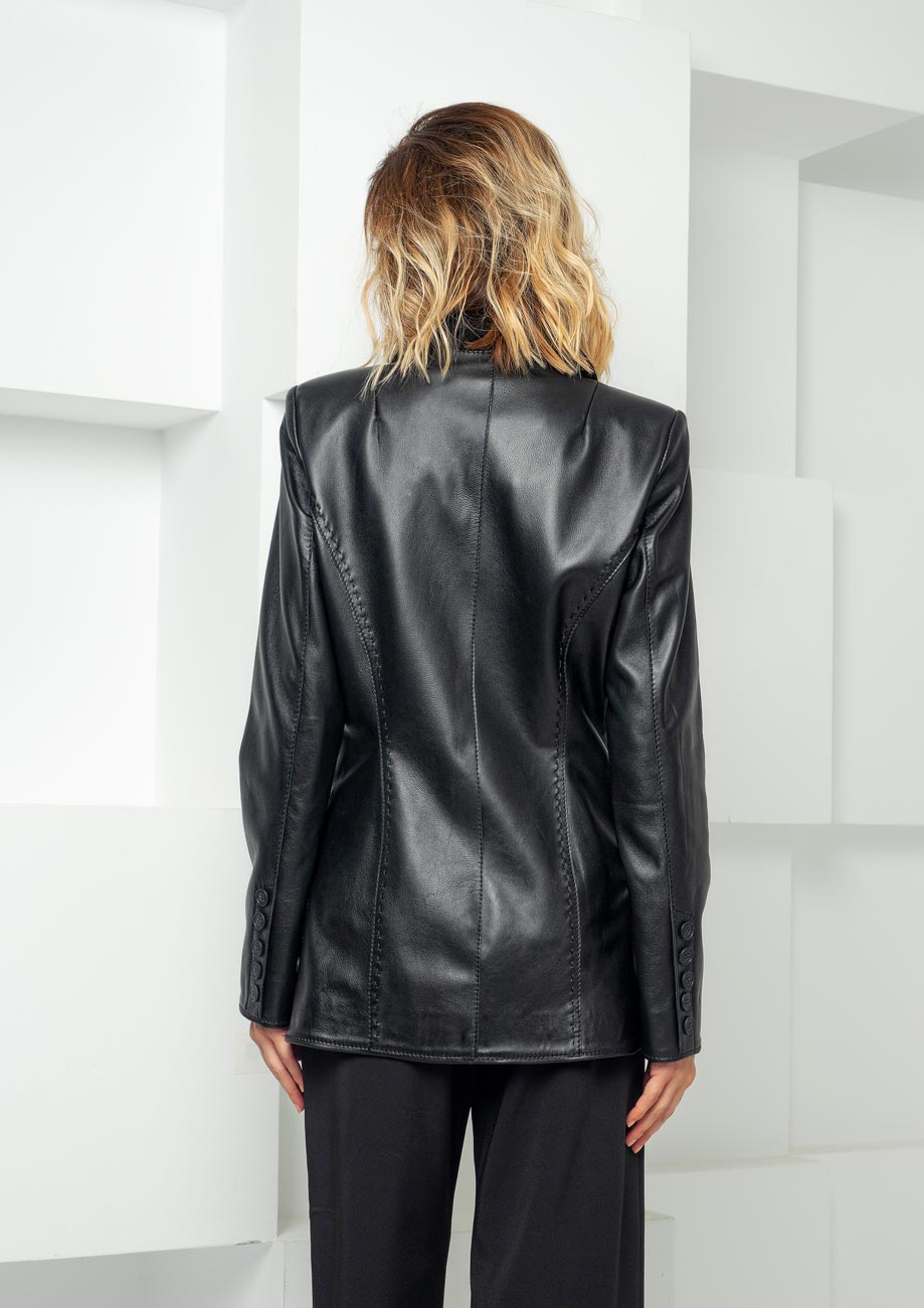 Padded leather jacket