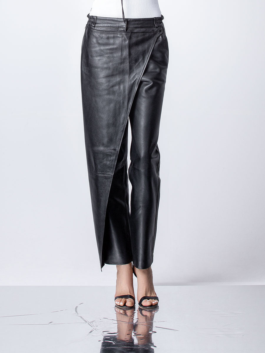 Leather skirt pants