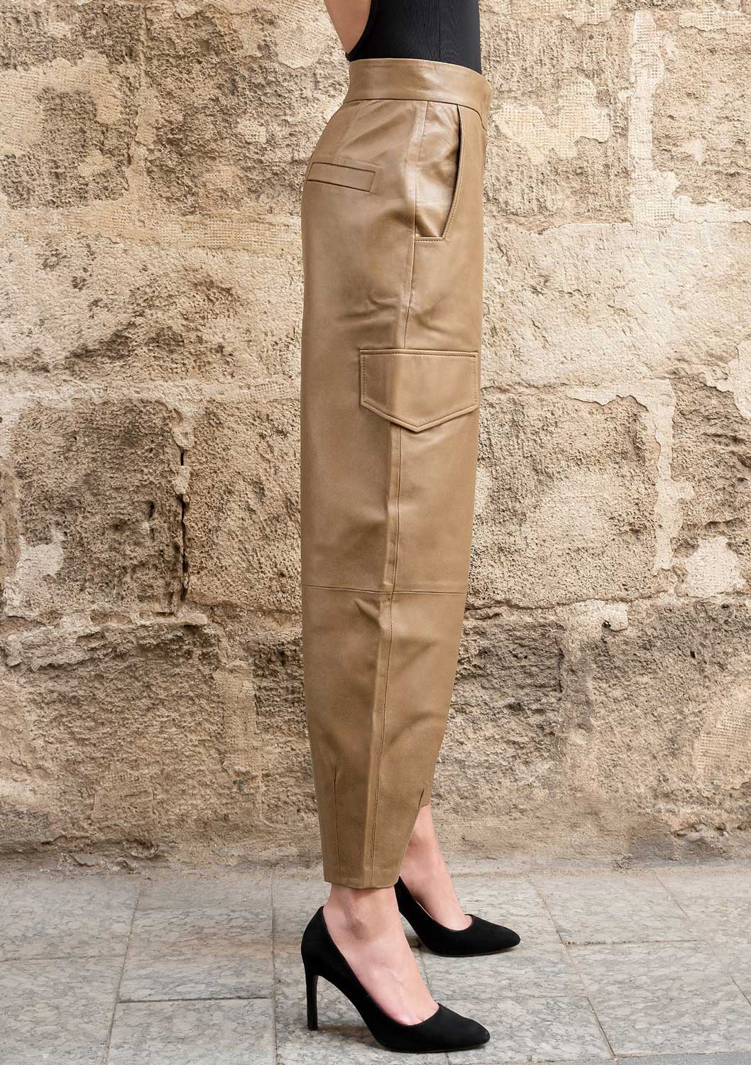 Soft leather cargo pants