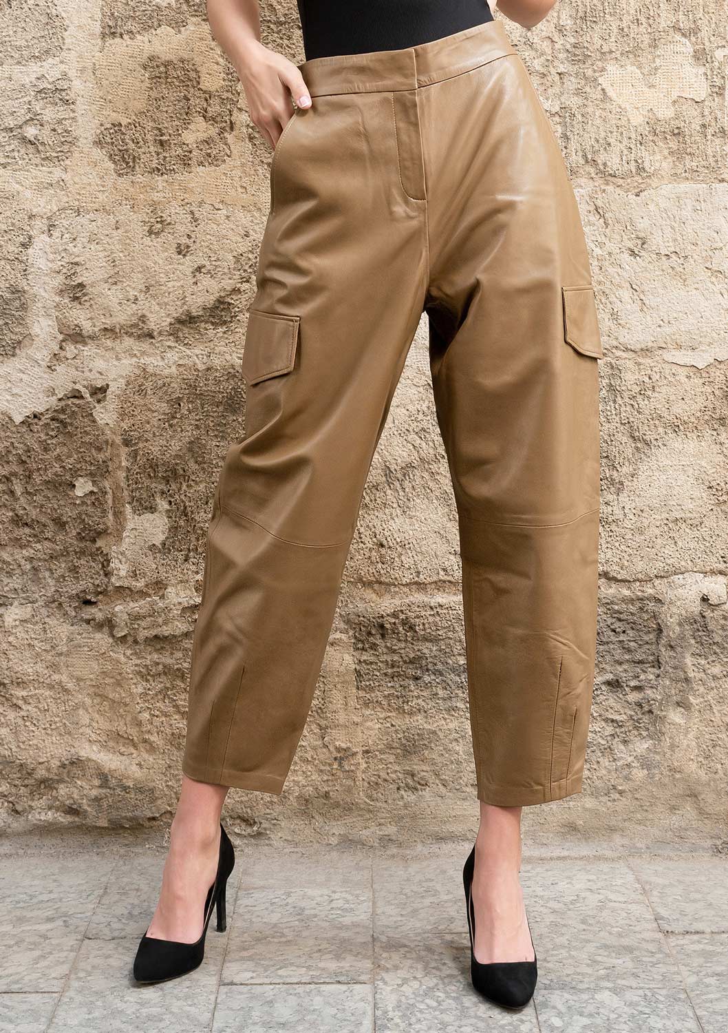 Soft leather cargo pants